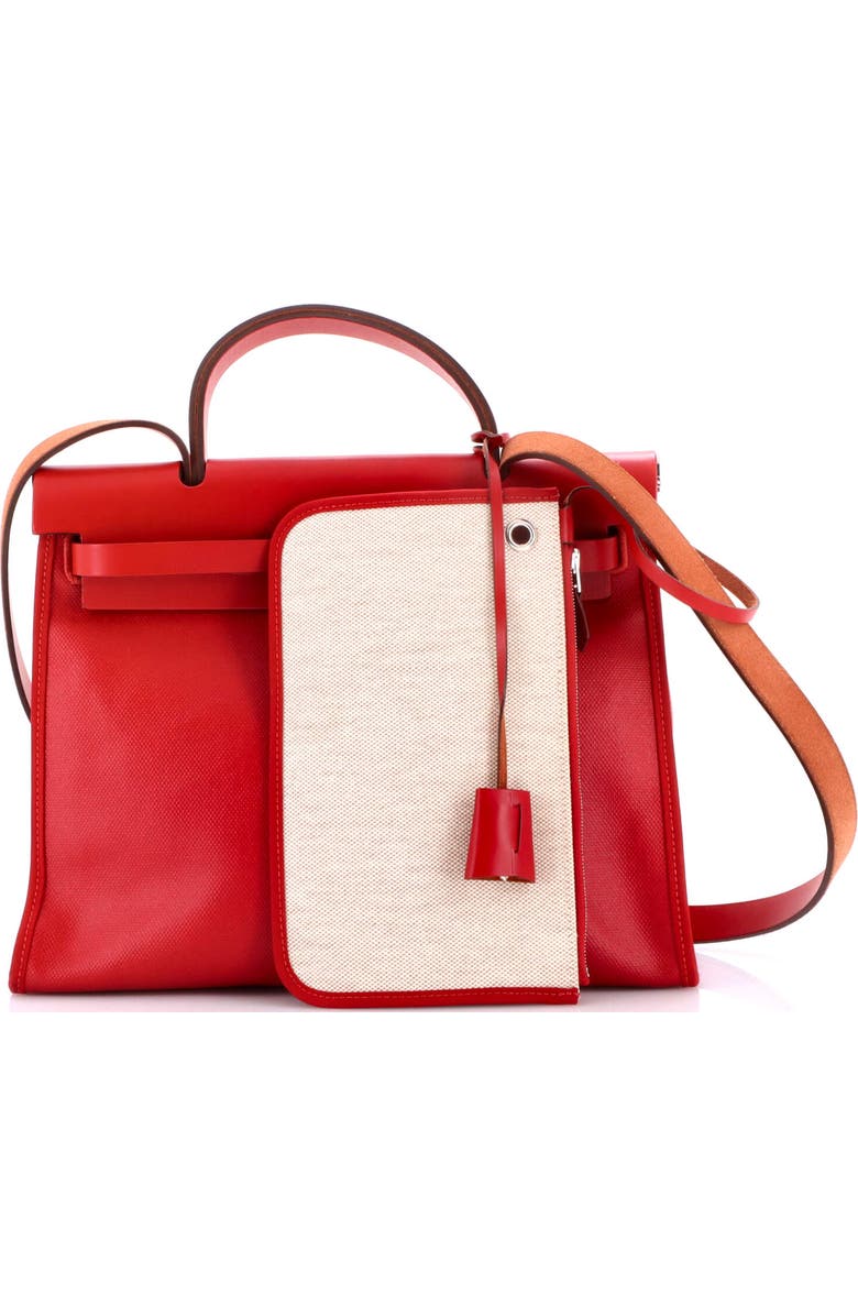 Pre-Owned Hermes Herbag Zip Berline Vache Canvas and Leather 31, Alternate, color, Rouge Piment