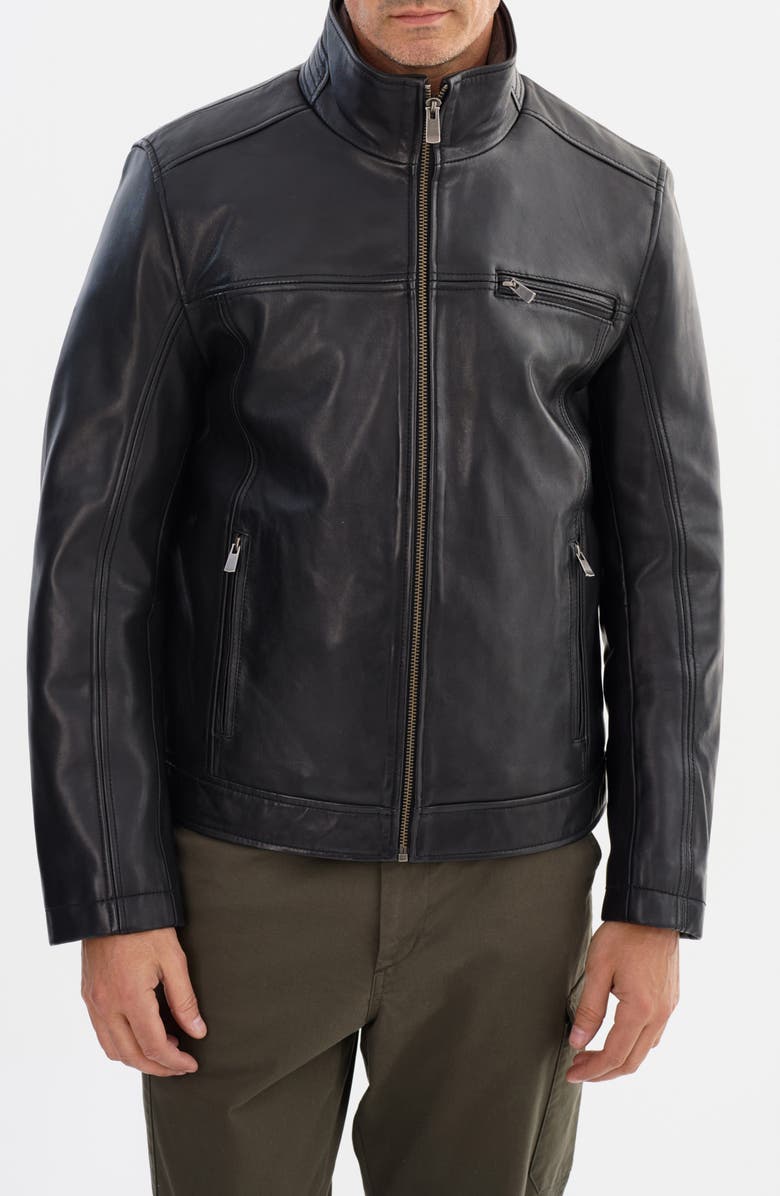 REGENCY Leather Bomber Jacket, Main, color, Black