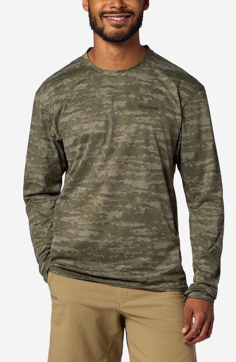 Marmot AirExchange SolarShield UPF Long Sleeve Crewneck T-Shirt, Main, color, Olive Grove Lagos