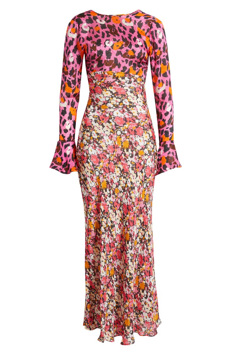 Saylor Delphine Abstract Print Satin Dress, Alternate, color,