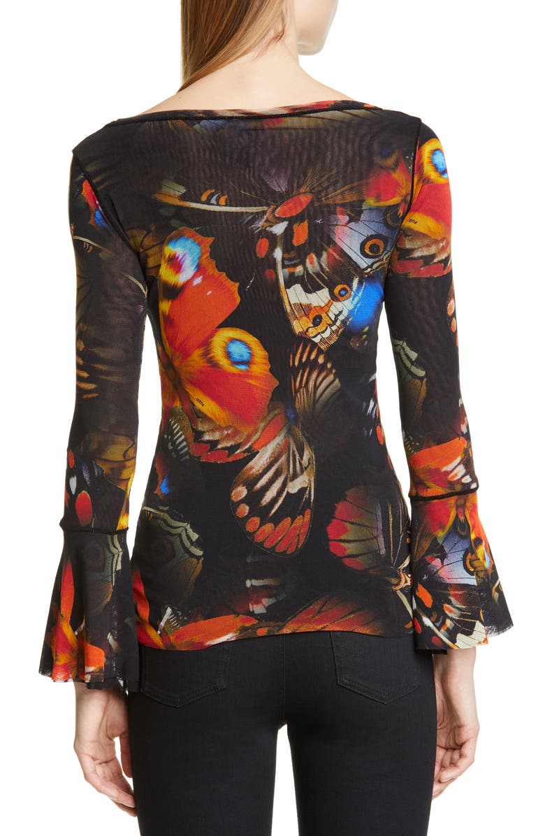 Fuzzi Butterfly Print Flare Cuff Top, Alternate, color, 