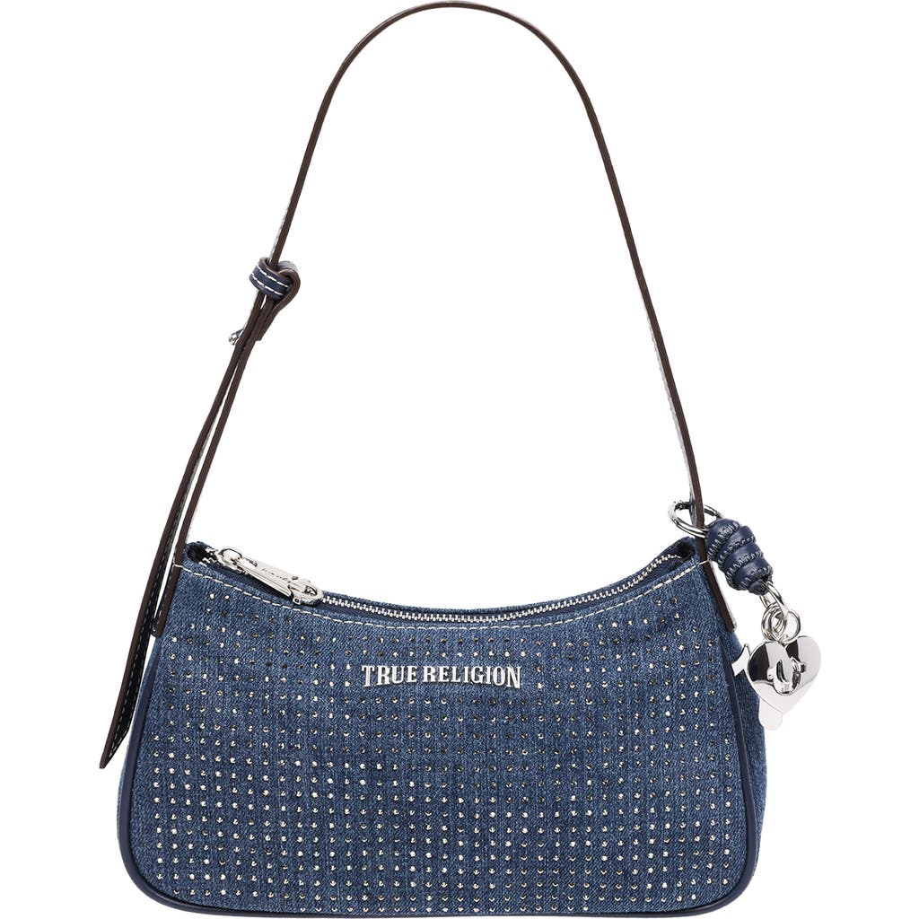 True Religion Embellished Denim Shoulder Bag In Blue