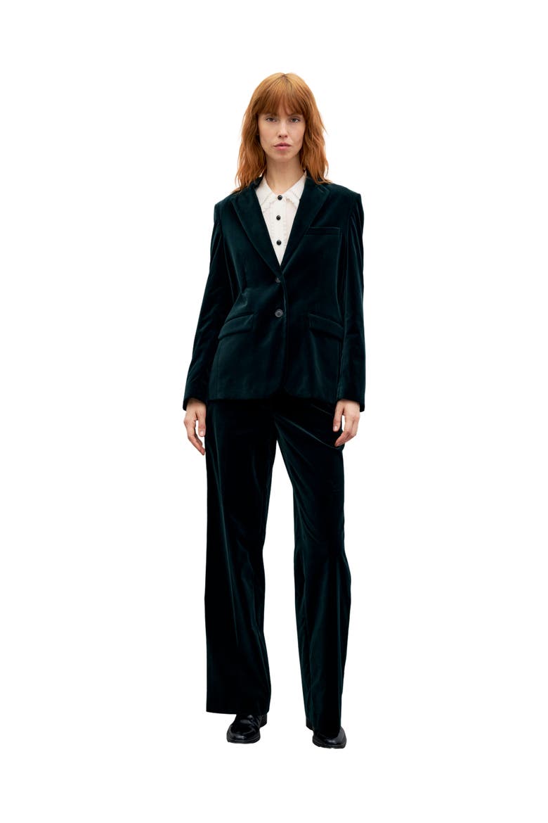 Jyna Velvet Suit Blazer, Alternate, color, Green