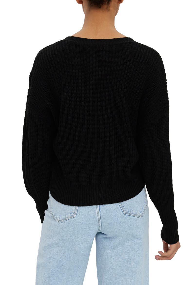 Lea V-Neck Cardigan, Alternate, color, BLACK