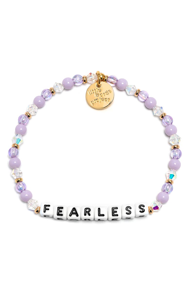 Little Words Project Fearless Beaded Stretch Bracelet, Main, color, Purple