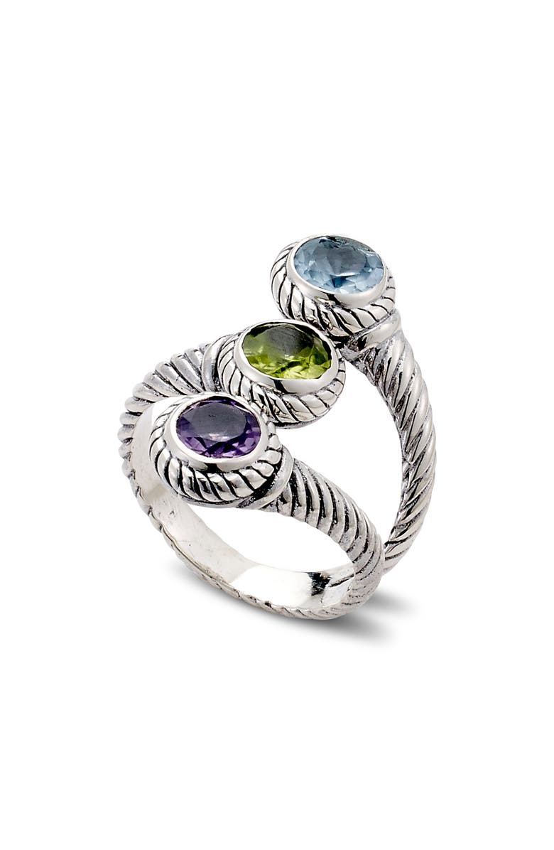 SAMUEL B. Twisted Multistone Topaz Ring, Main, color, Silver Multi Stone