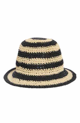 awning stripe straw cloche