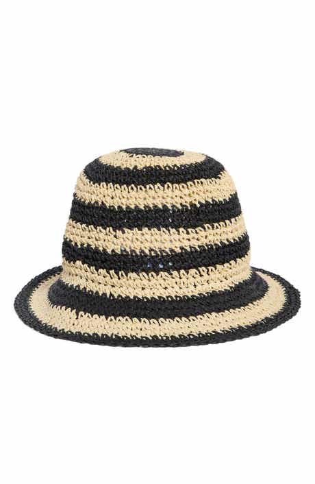 Kate Spade New York awning stripe straw cloche