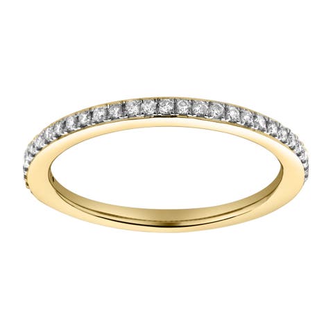 Whisper 14K Gold Round Diamond Studded Eternity Band Ring - 0.21cts