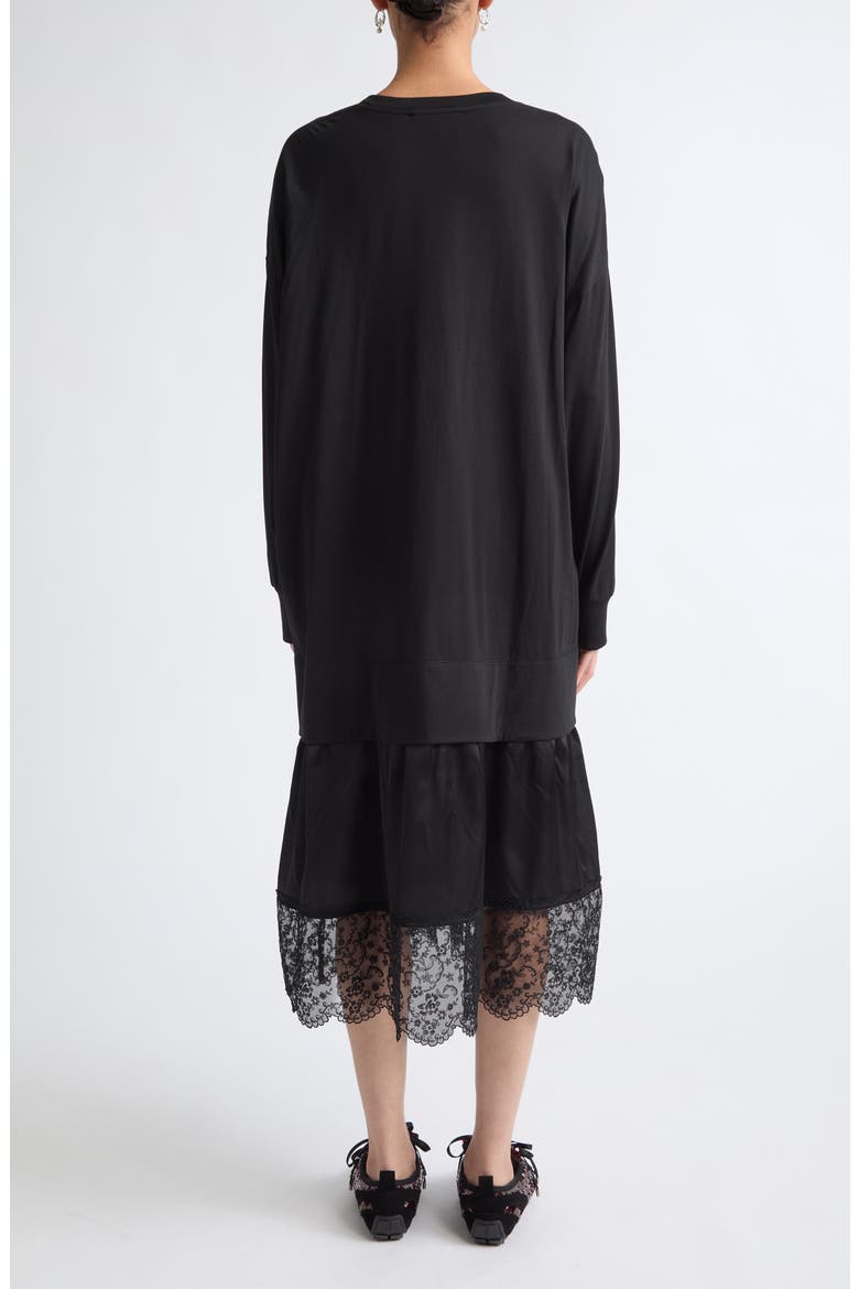 Oversized Gathered Rose Lace Dress, Alternate, color, BLACK/ BLACK