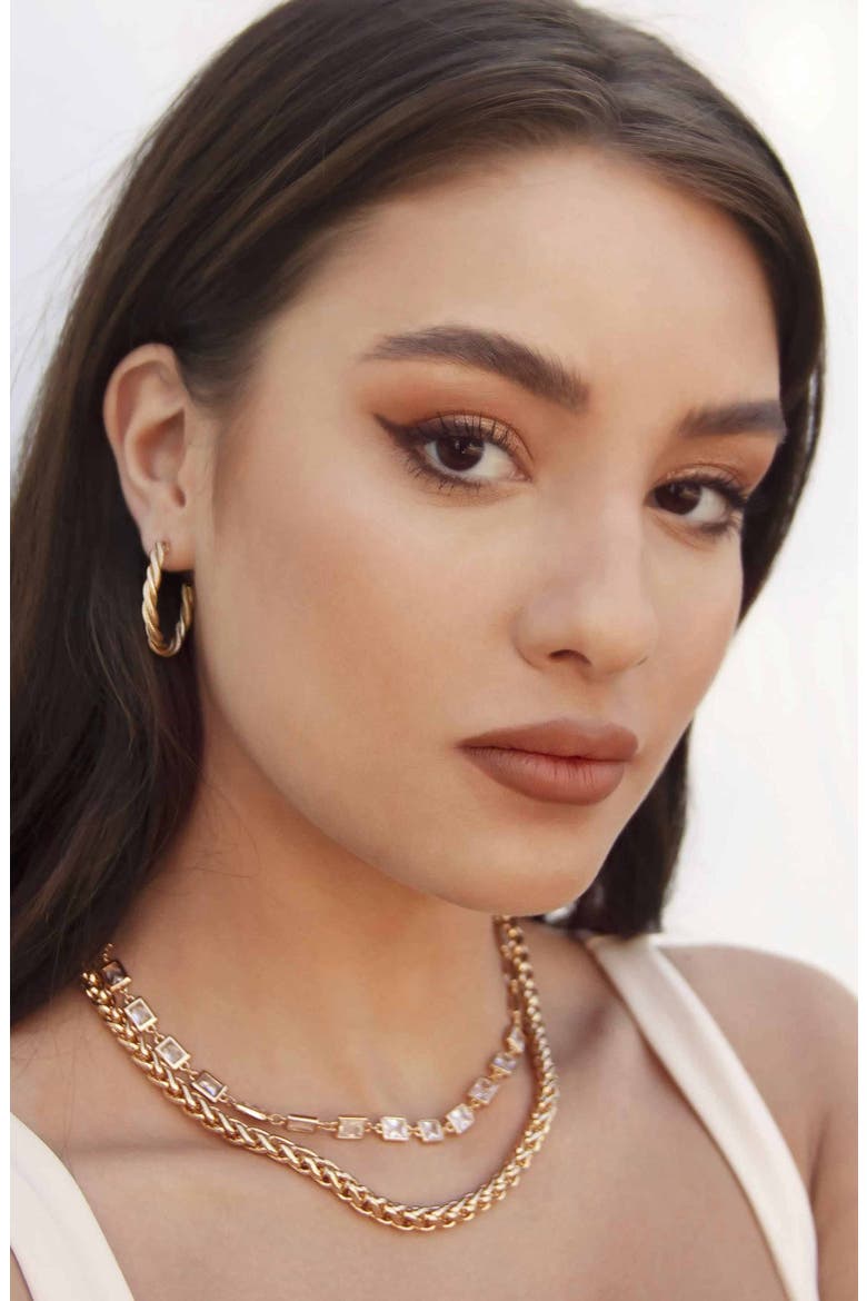 Twist Hoop Earrings, Alternate, color, GOLD