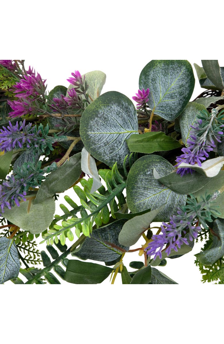 Northlight Lavender and Mixed Foliage Artificial Floral Spring Wreath, Purple and Green - 22-Inch, Alternate, color, Purple
