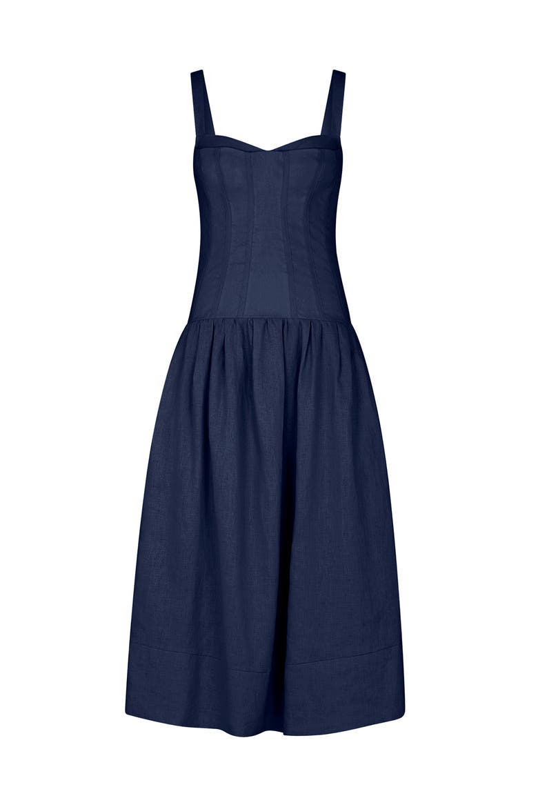 Makenna Linen Dress, Alternate, color, Midnight