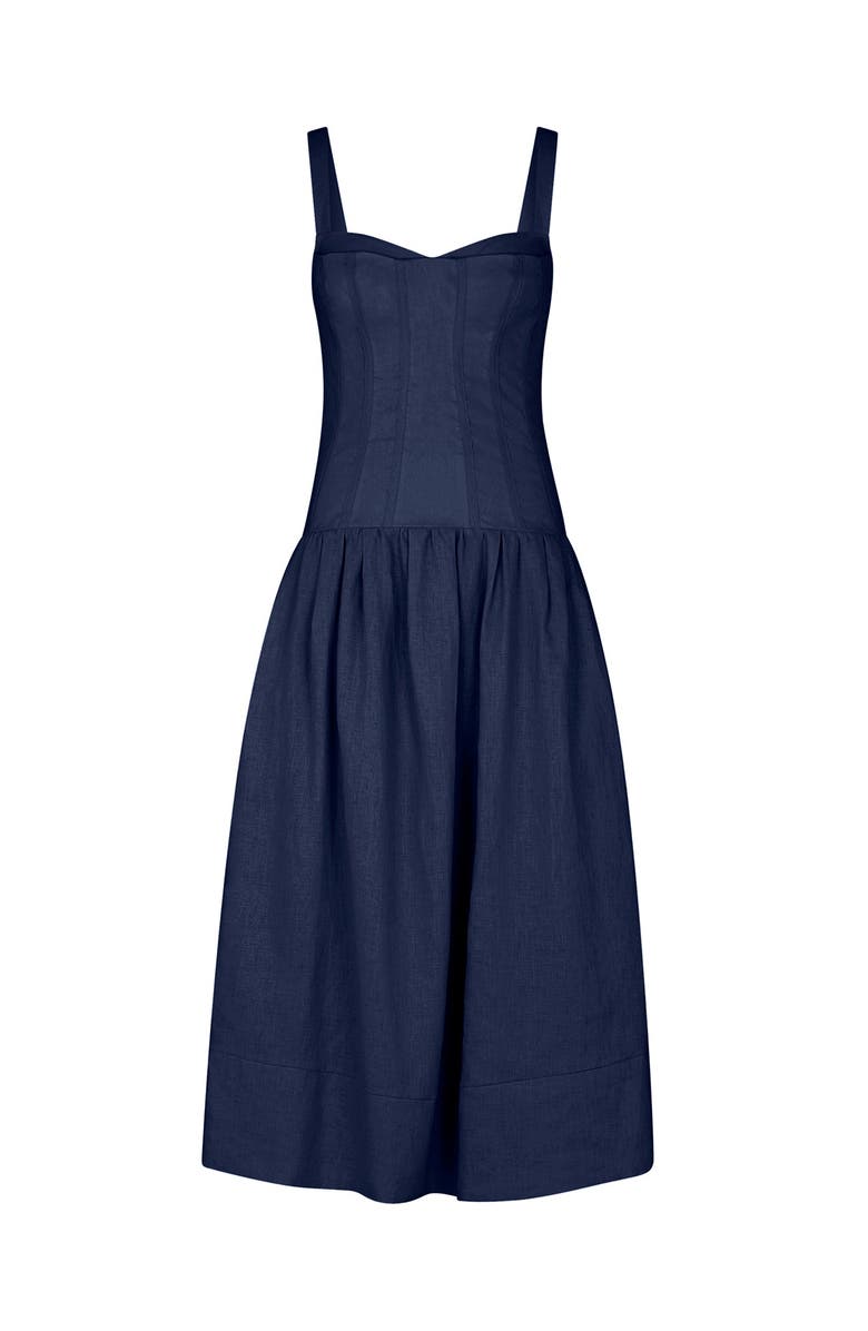 NICHOLAS Makenna Linen Dress, Alternate, color, Midnight