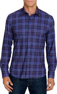 CONSTRUCT Slim Fit Textured Winston Plaid Performance Long Sleeve Shirt