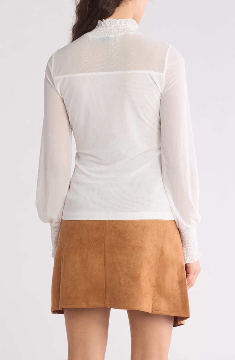 PATRIZIA LUCA Smocked Long Sleeve Mesh Top, Alternate, color, 