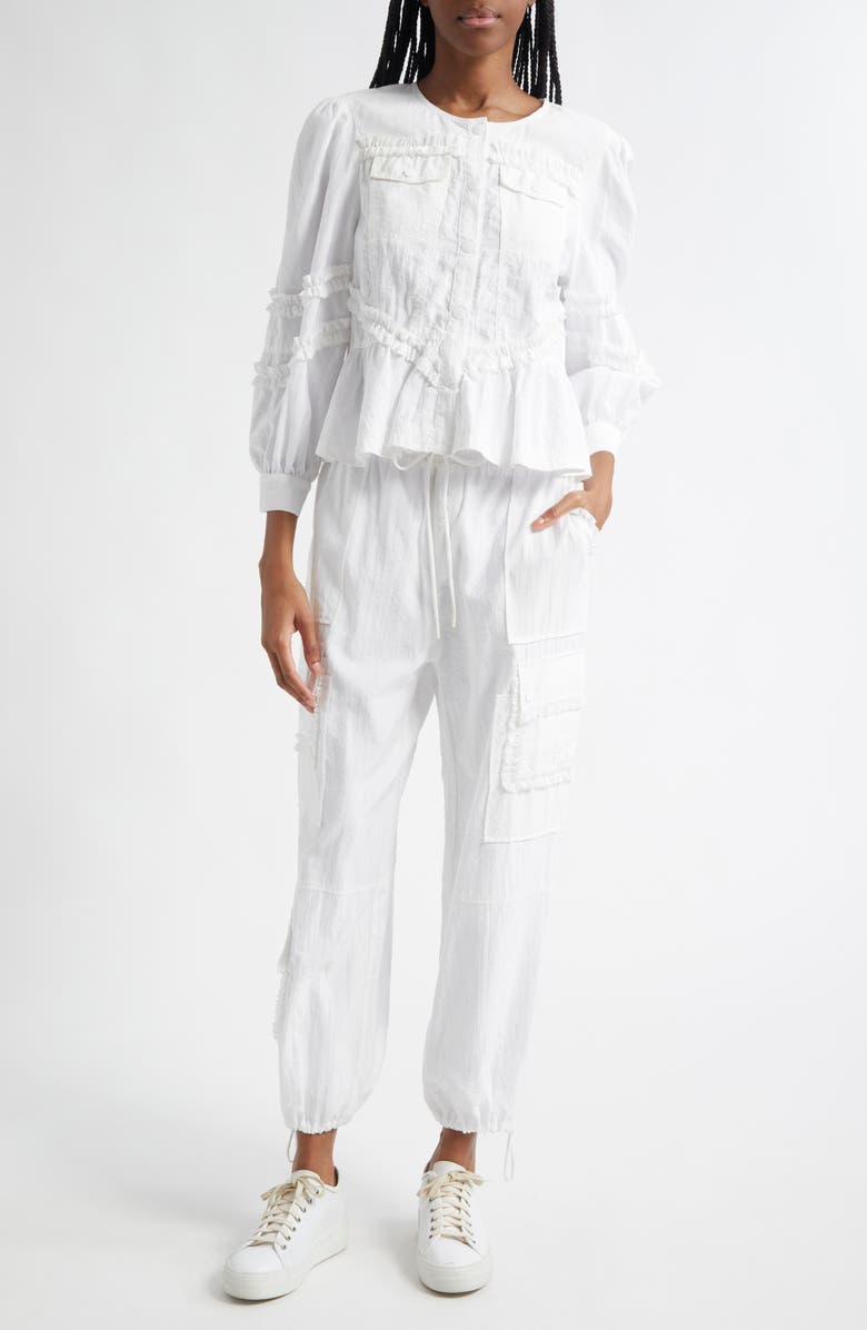 Cinq à Sept Nitsan Ruffle Trim Parachute Pants, Alternate, color, White