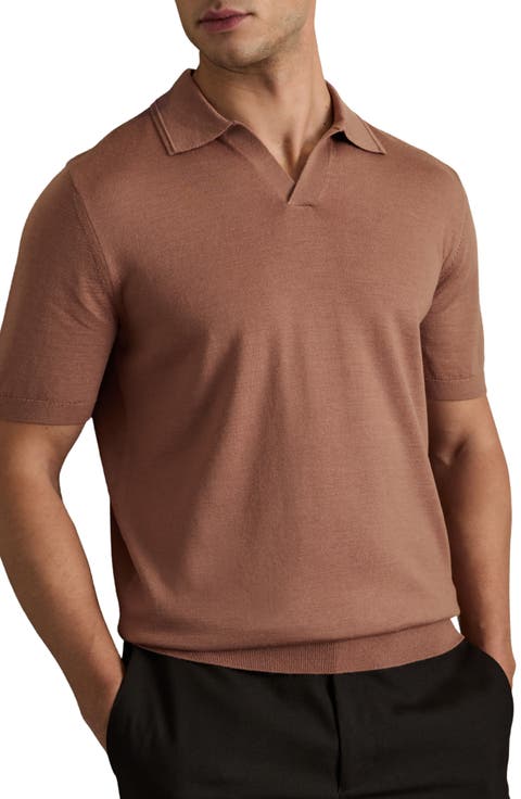 Duchie Johnny Collar Short Sleeve Wool Polo Sweater