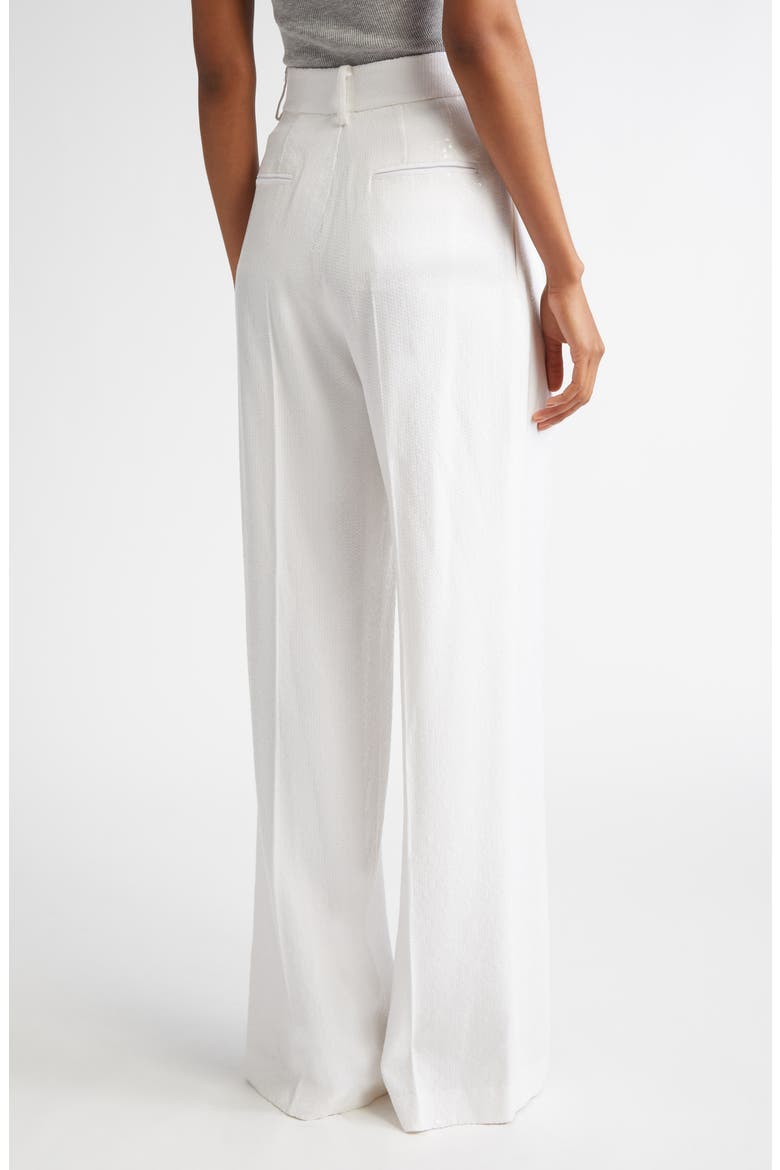 Pleated Sequin Slouch Trousers, Alternate, color, OPTIC WHITE