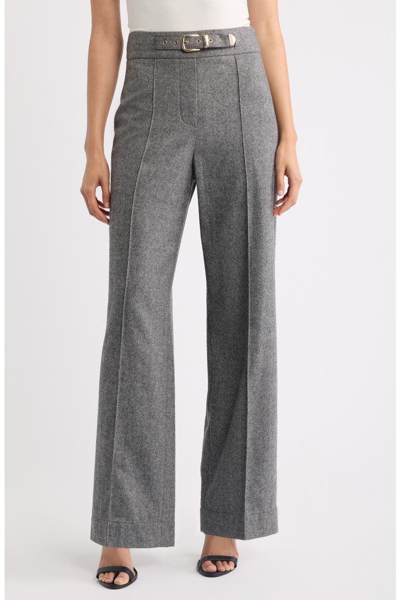 The Brenda Belt Detail High Waist Wide Leg Pants, Main, color, HEATHER GREY/ BLACK
