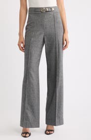 Elie Tahari The Brenda Belt Detail High Waist Wide Leg Pants