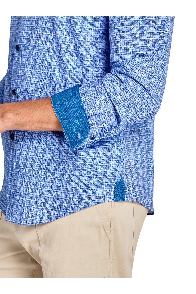 Slim Fit Denim Dot Recycled 4-Way Stretch Performance Long Sleeve Shirt, Alternate, color, BLUE