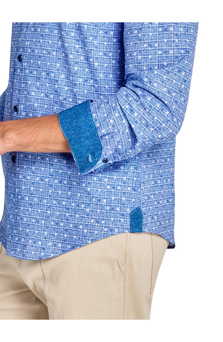 Brooklyn Brigade Slim Fit Denim Dot Recycled 4-Way Stretch Performance Long Sleeve Shirt, Alternate, color, Blue