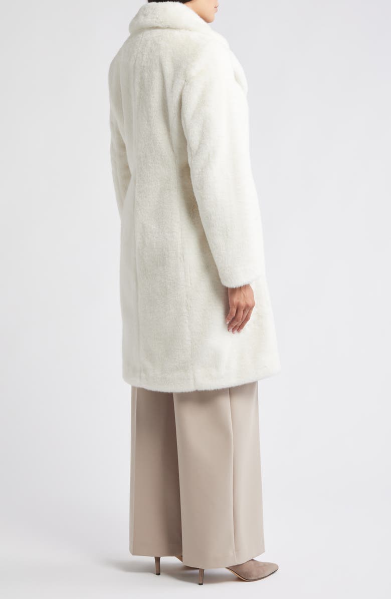 Via Spiga Reefer Faux Fur Longline Coat, Alternate, color, Winter White