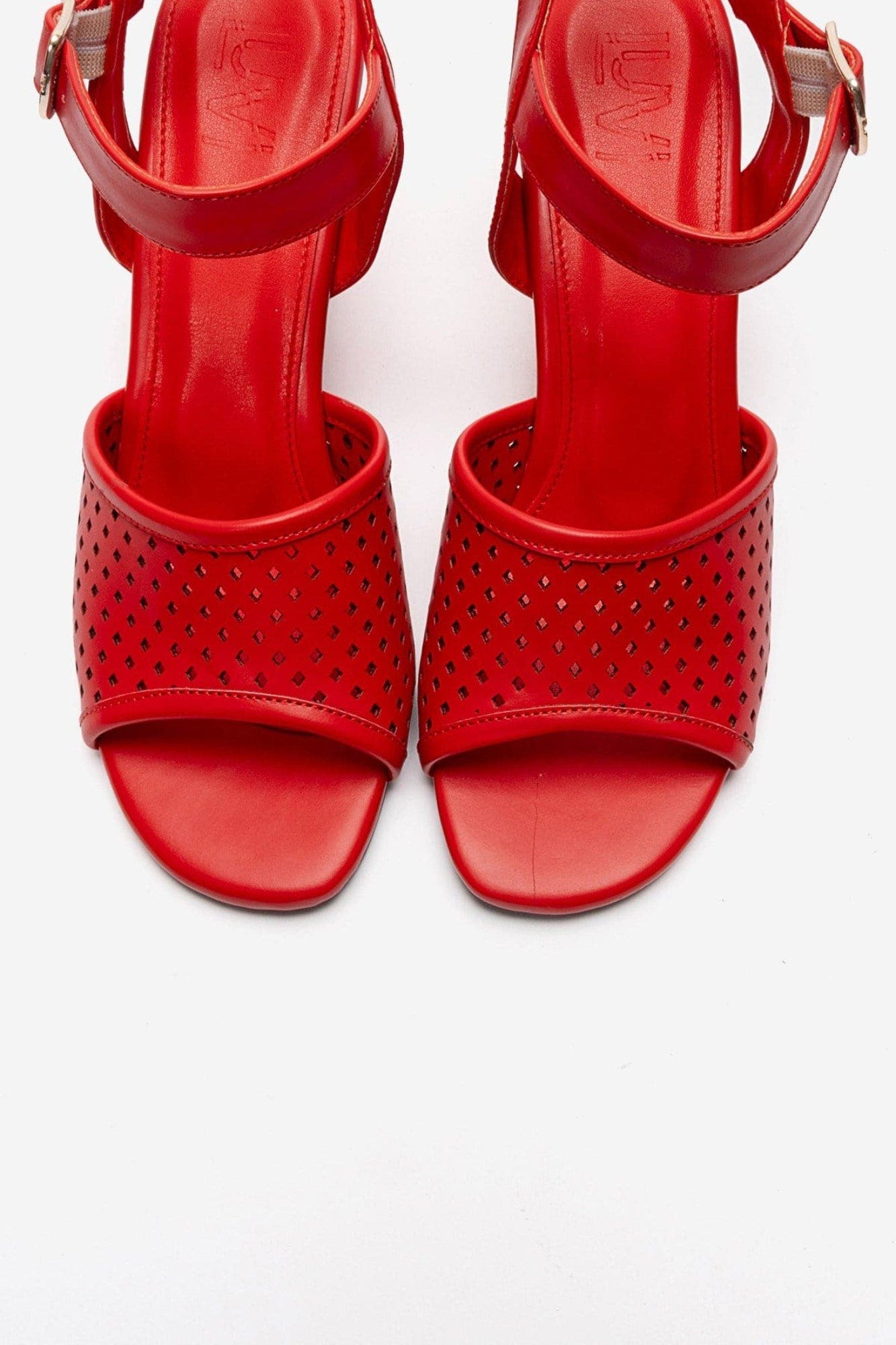 Hervon Block Heel Ankle Strap Sandal, Alternate, color, Red