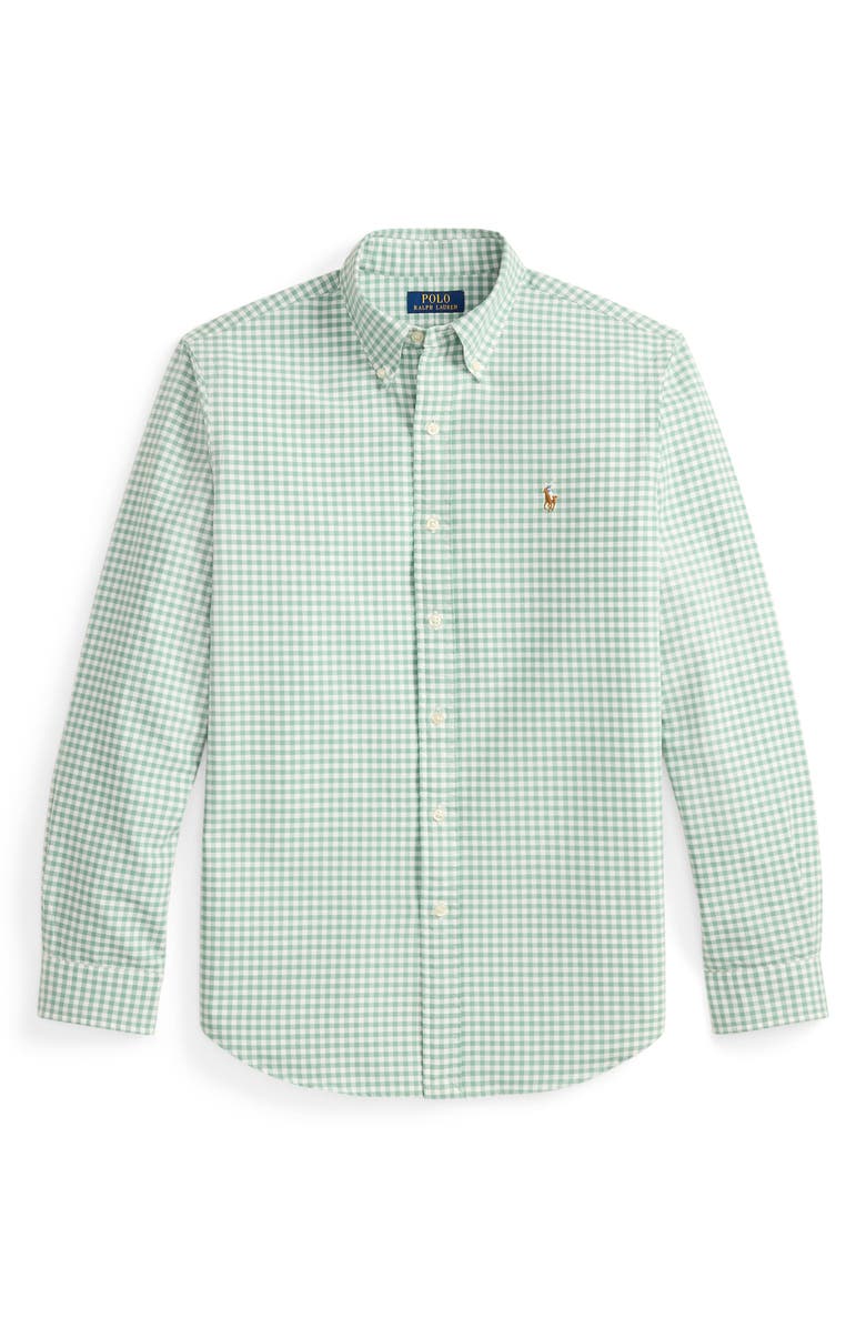 Polo Ralph Lauren Classic Fit Gingham Cotton Button-Down Oxford Shirt, Alternate, color, Faded Mint/ White