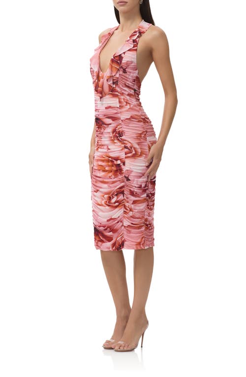 Afrm Balmer Ruched Halter Dress In Pink