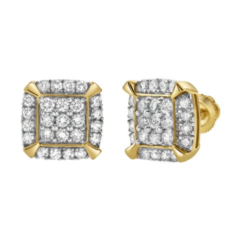 Cuffs 14K Yellow Gold Diamond Stud Earrings - 0.96ct.