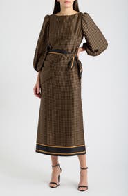 Eliza J Polka Dot Balloon Sleeve Maxi Dress