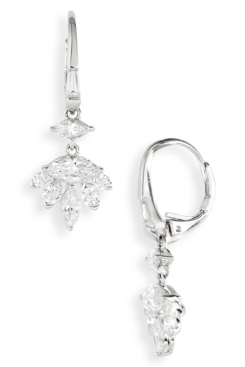 Tango Cubic Zirconia Drop Earrings, Main, color, RHODIUM