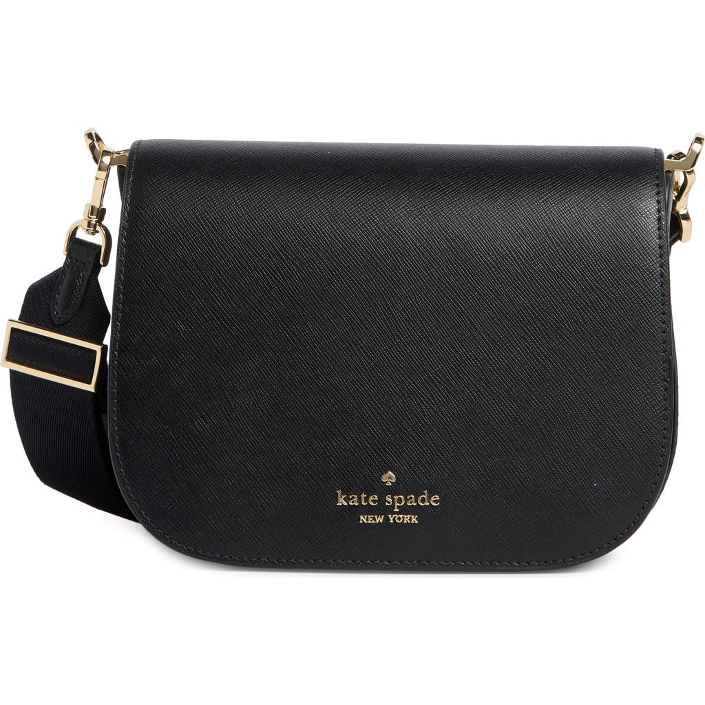 Kate Spade New York Madison Saffiano Leather Saddle Bag In Black