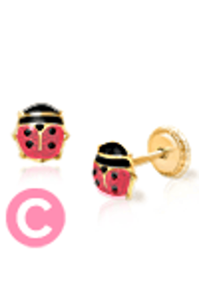 Tiny Blessings 14K Gold Red Lil' Ladybug Studs Screw Back Earrings, Main, color, 