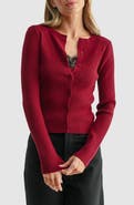 All in Favor Lace Inset Layered Cardigan