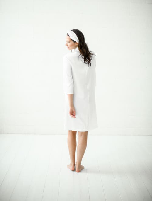 Alas Silk Long Shirt Dress In White