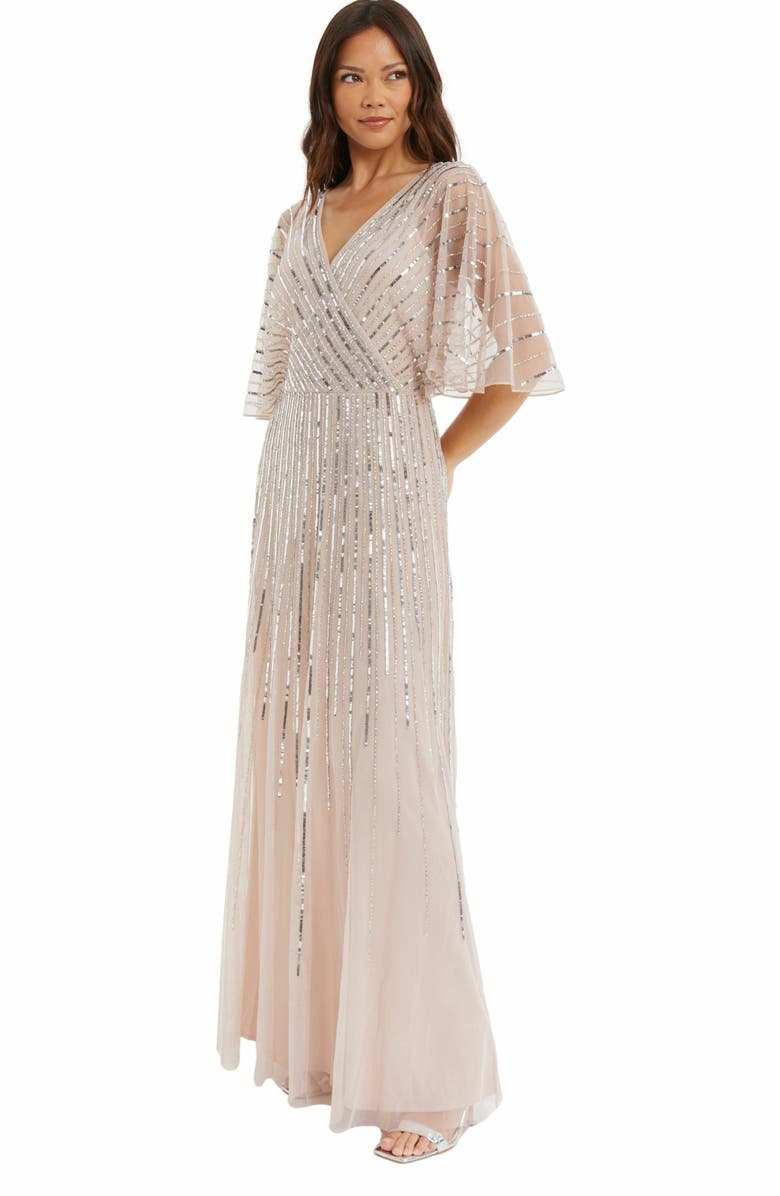 QUIZ Embellished Sequin Evening Dress, Alternate, color,