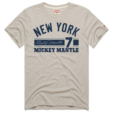 Men's Homage Mickey Mantle Stone New York Yankees Signature Name & Number Tri-Blend T-Shirt