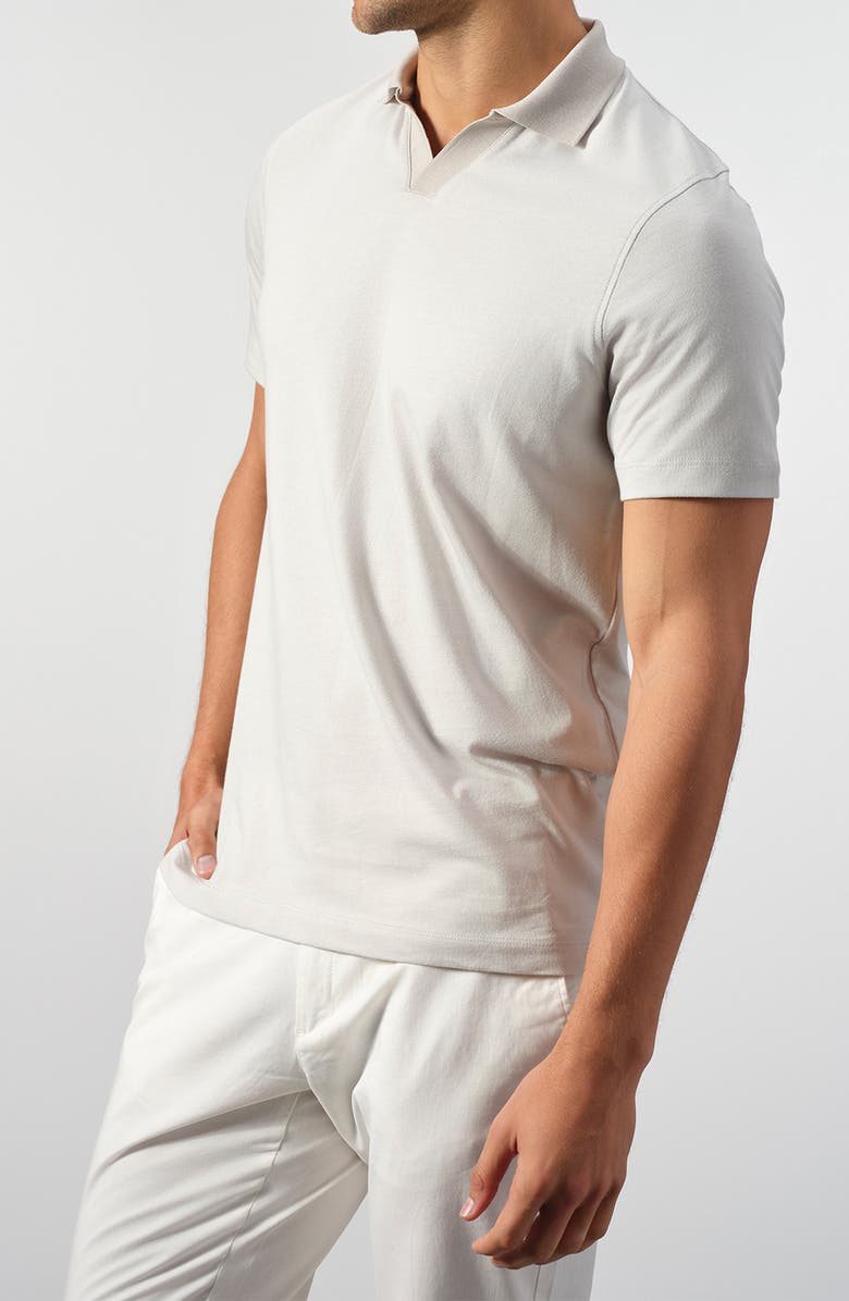 STUDIO GARNET LOS ANGELES Cotton Knit Polo, Alternate, color, Platinum