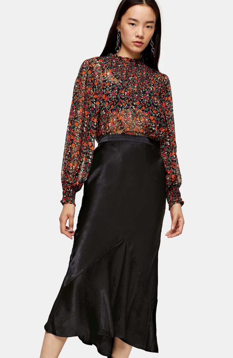Topshop Flounce Midi Skirt, Alternate, color,