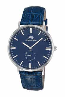 PORSAMO BLEU Men's Henry Leather Strap Watach, 40mm