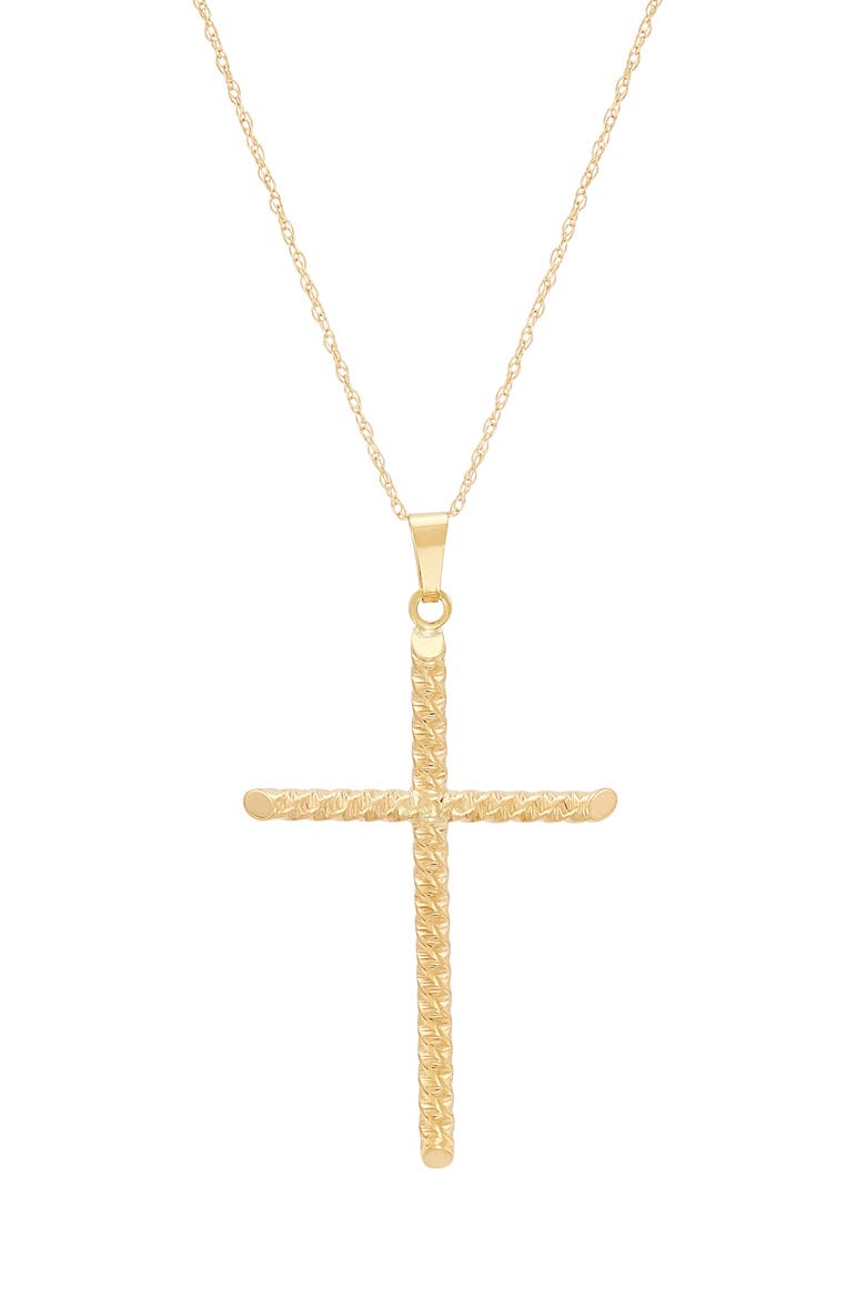 Frankie & Zoe 10K Gold Textured Tube Cross Necklace (Women) | Nordstromrack