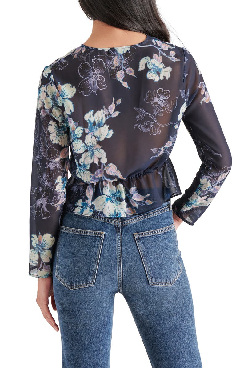 Steve Madden Casey Floral Print Peplum Top, Alternate, color, 