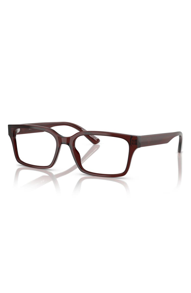 Emporio Armani 55mm Rectangle Optical Glasses, Alternate, color, Transparent Brown / Demo Lens