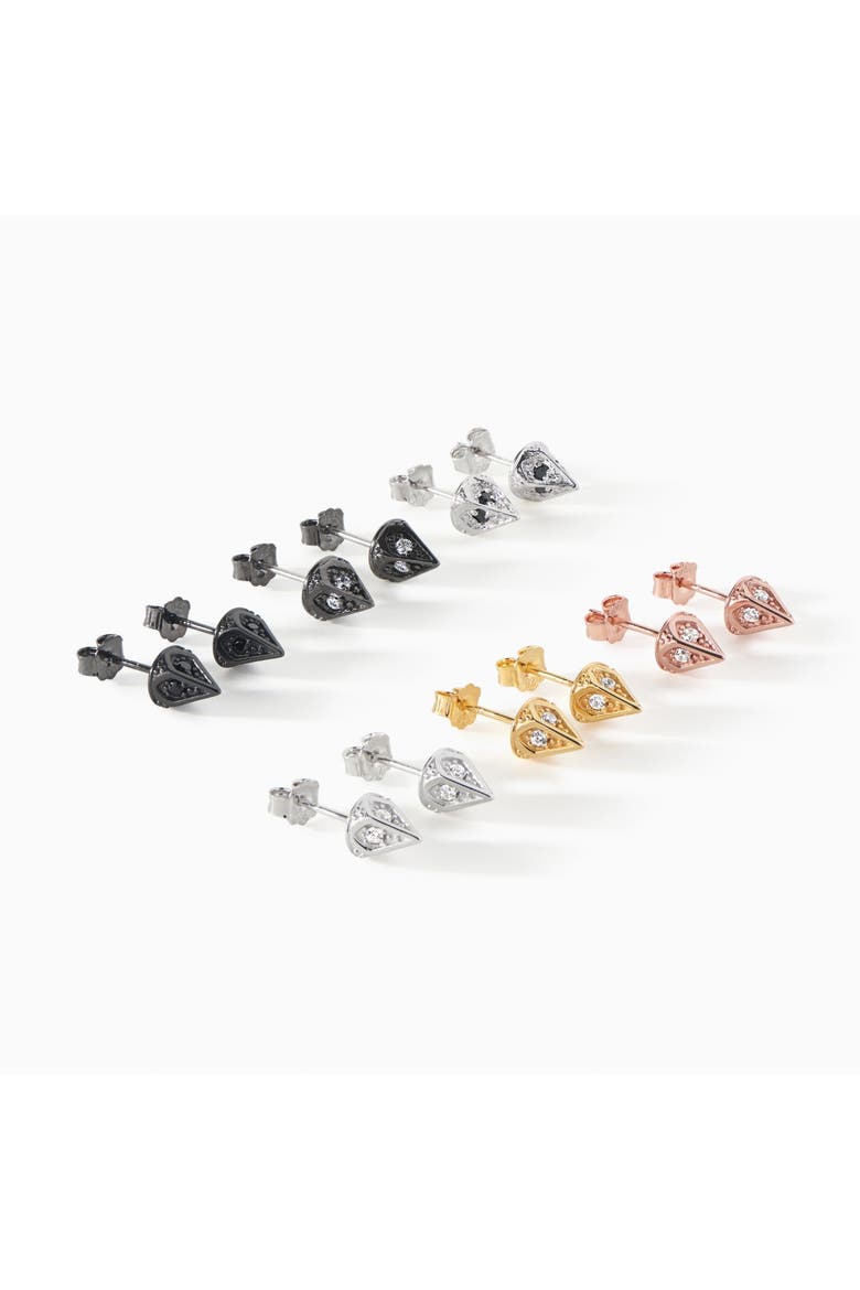 The Dagger Stud Earrings, Alternate, color, Black/Black CZ