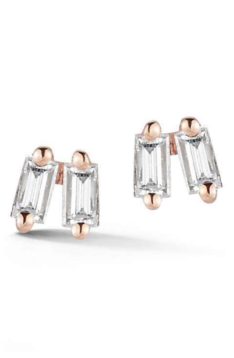 Dana Rebecca Sadie Double Baguette Diamond Stud Earrings