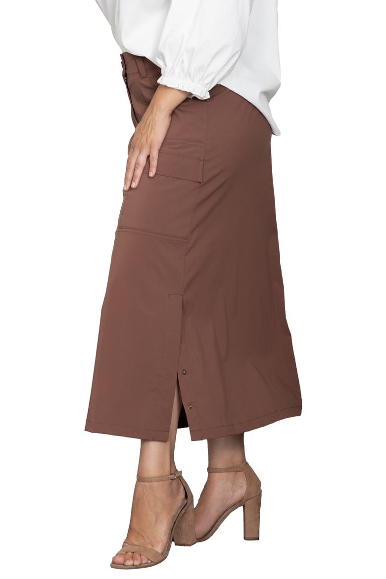 Cargo Midi Skirt, Alternate, color, COFFEE BROWN