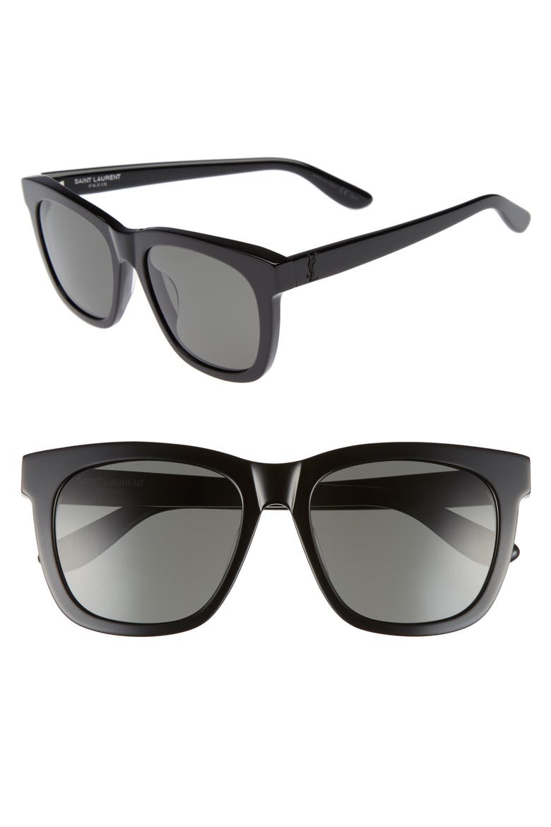 55mm Square Sunglasses, Alternate, color, BLACK
